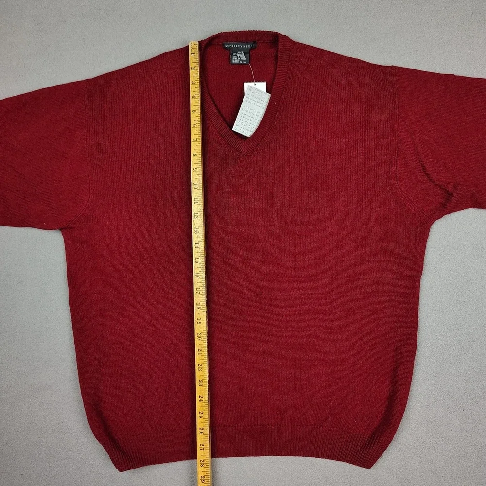 New Geoffrey Beene 100% Cashmere Sweater Men XL Red Wine Knit V Neck MSRP $150